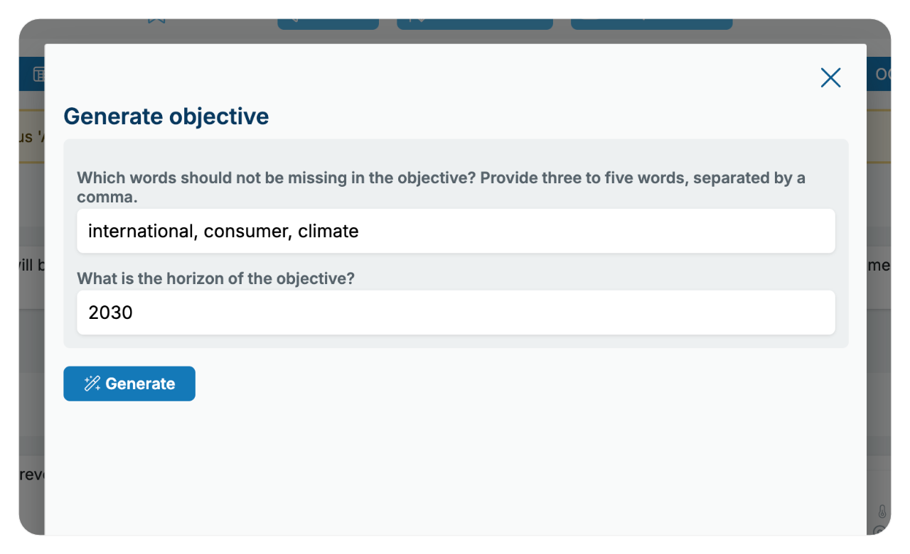 Generate OGSM objective with AI