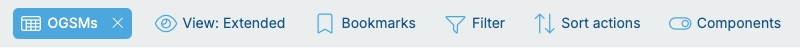 Toolbar to change the view or filter an OGSM