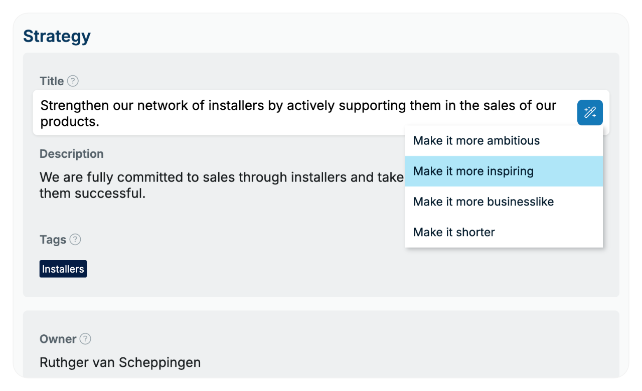 Make OGSM items more inspiring with AI