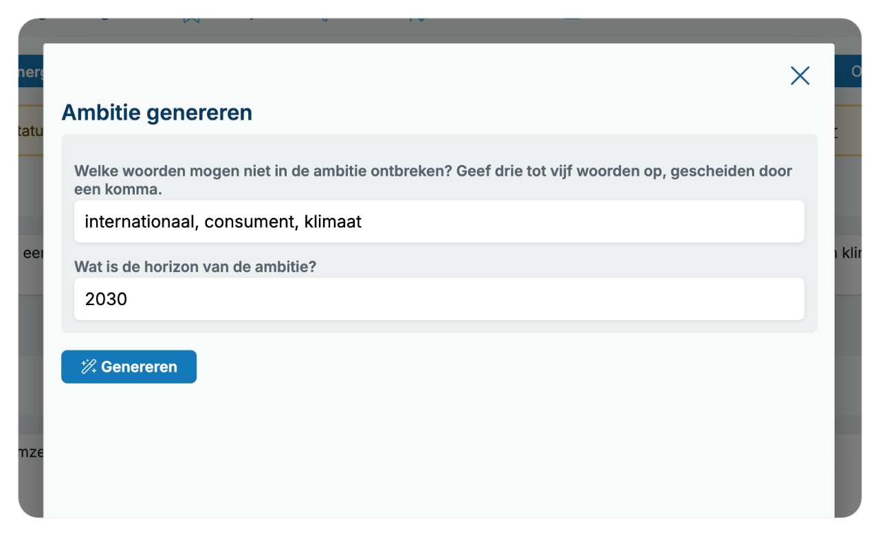 Genereer ambitie in de OGSM met AI
