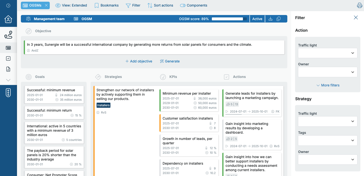 Filter the OGSM overview