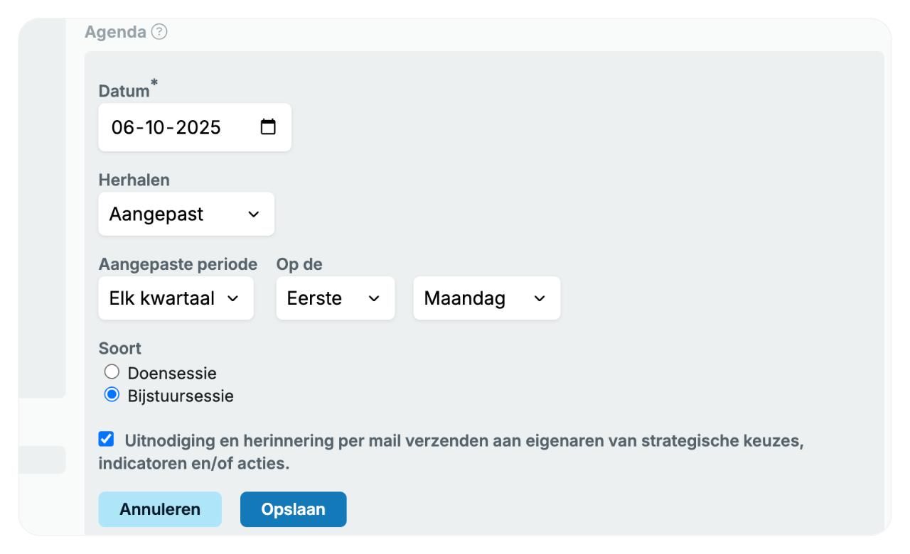Bijstuursessie plannen
