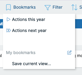 Use bookmarks to save your OGSM view