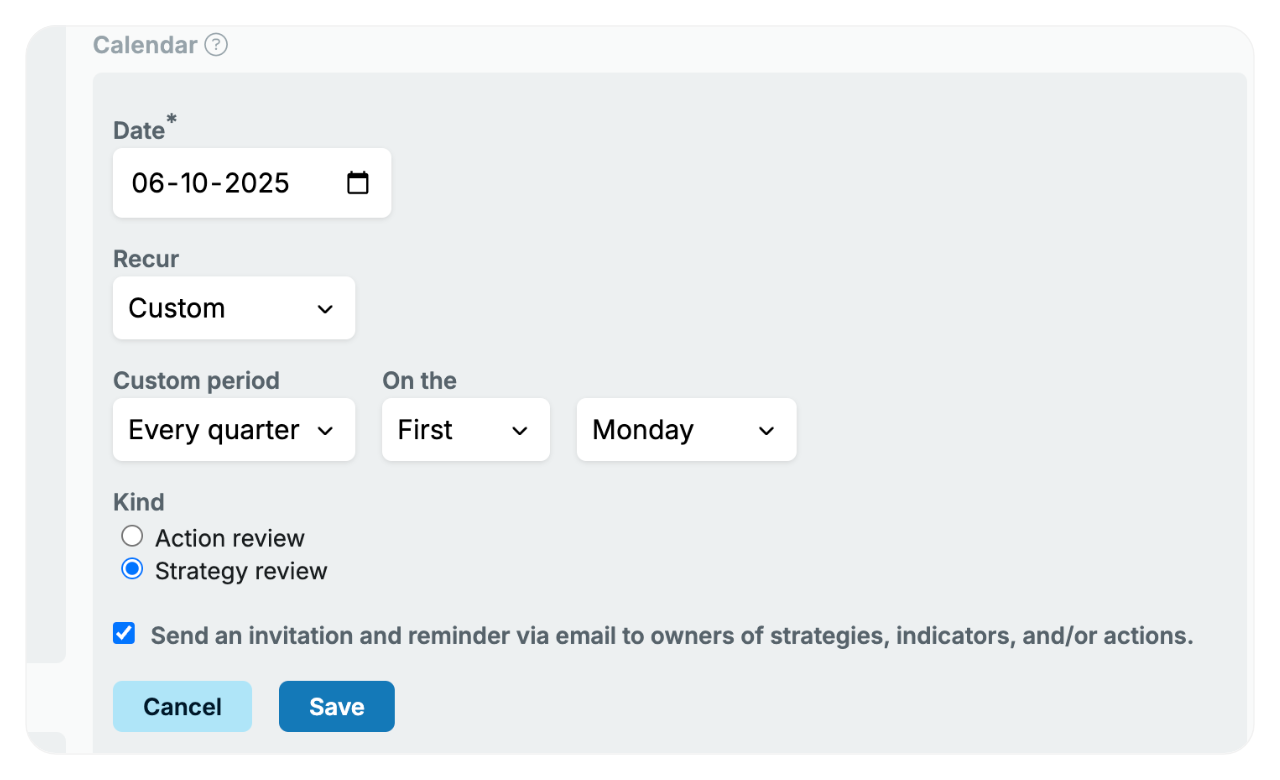 Schedule strategy review session