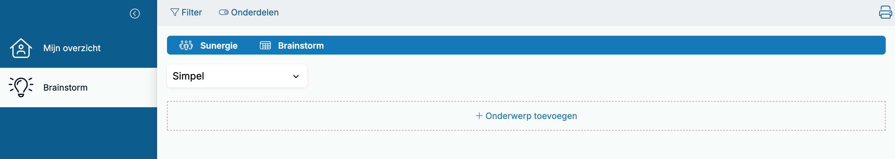 Onderwerpen toevoegen aan brainstorm