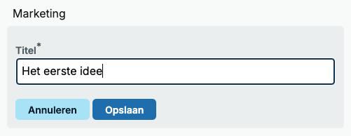 Idee toevoegen aan de brainstorm