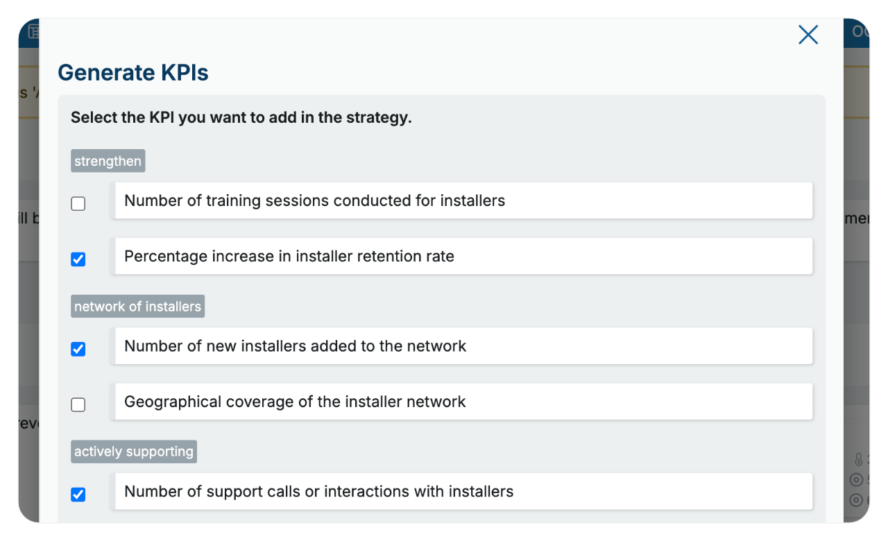 Generate KPIs in an OGSM with AI