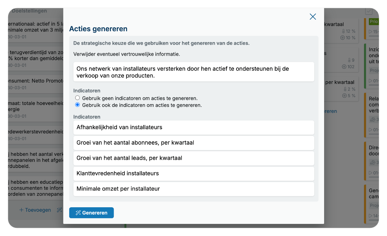 Genereer acties in de OGSM met AI