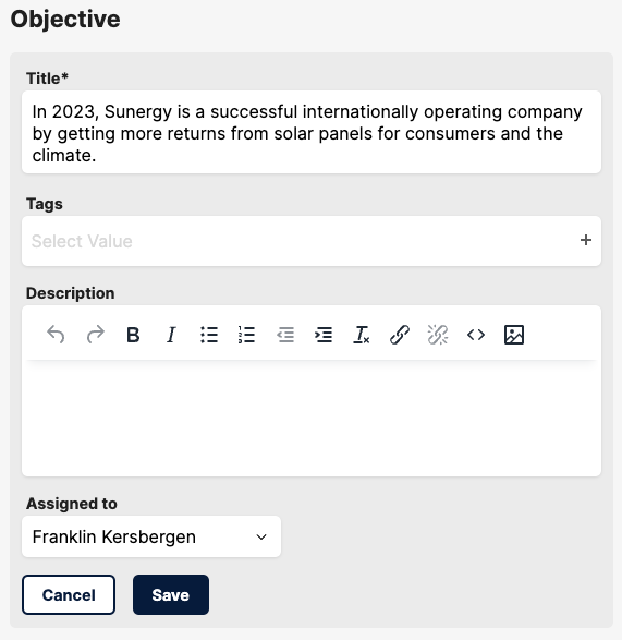 Edit details of the objective