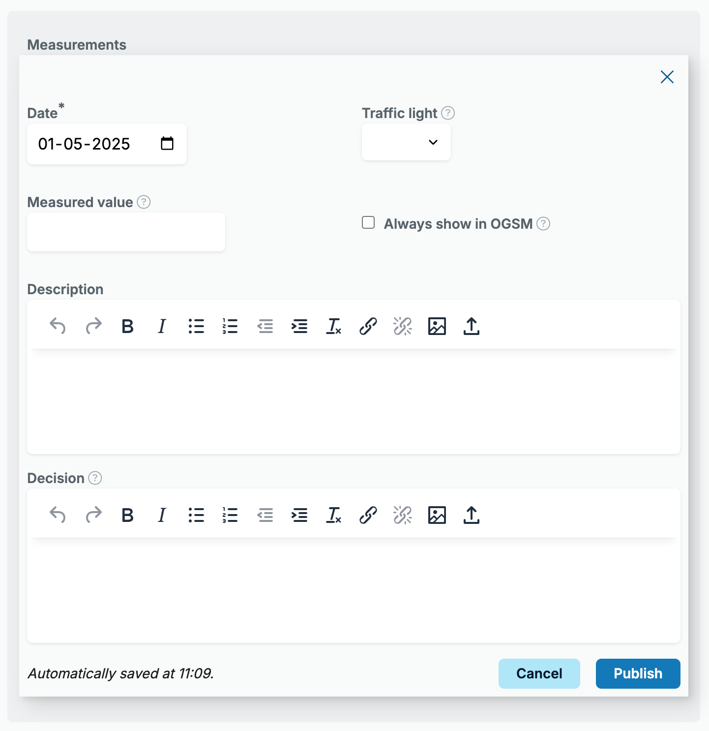 Add measurement to output